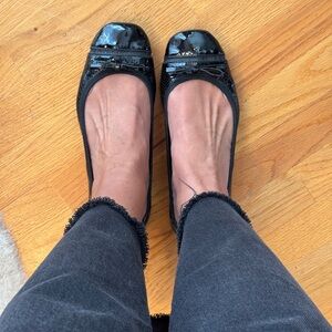 Prada Black Ballet Flats with Bow - Size 10